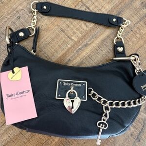 Juicy Couture Black Shoulder Bag with Gold Accents